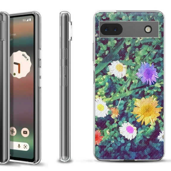 Slim-Fit Gel TPU Phone Case for Google Pixel 6a, by OneToughShield ® - Daisy Paint