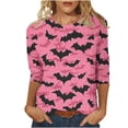 thumbnail image 1 of Blouses pour Femmes Mode, Manches 3/4, Décontracté, T-Shirt Imprimé Col Rond Haut Décontracté, 1 of 7