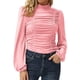 thumbnail image 1 of Blusa de manga larga para mujer, blusa informal cómoda y elegante con volantes fruncidos y mangas abullonadas para uso diario, 1 of 5