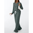thumbnail image 4 of Conjuntos de Dos Piezas para Mujer, Suéter de Cuello Henley de Otoño, Chándal A Juego, Pijamas Cómodos con Bolsillos Verde S, 4 of 7