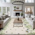 thumbnail image 3 of 8x10 Area Rugs for Living Room, Farmhouse Botancial Non Slip Area Rugs for Kitchen Bedroom Entryway, Pastoral Daisy Leaves Rustic Burlap Washable Carpet Runner Rug Floor Mats for Bedroom Home Decor, 3 of 8