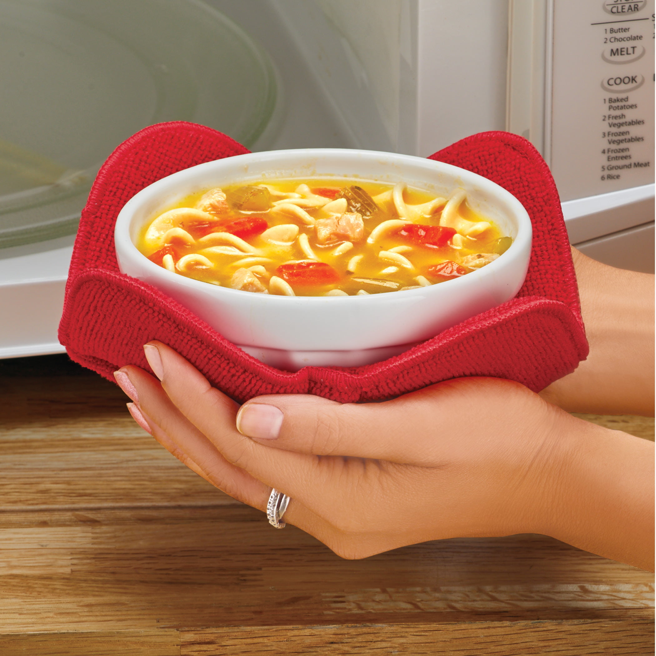 Vegetables Reversible Heat Resistant Bowl Cozies for Soup Rice & Pasta Bowls Shila Bowl Huggers Keep Your Hands Cool & Your Meal Warm 100% Cotton 4 Pack Microwave Safe Hot Bowl Holder