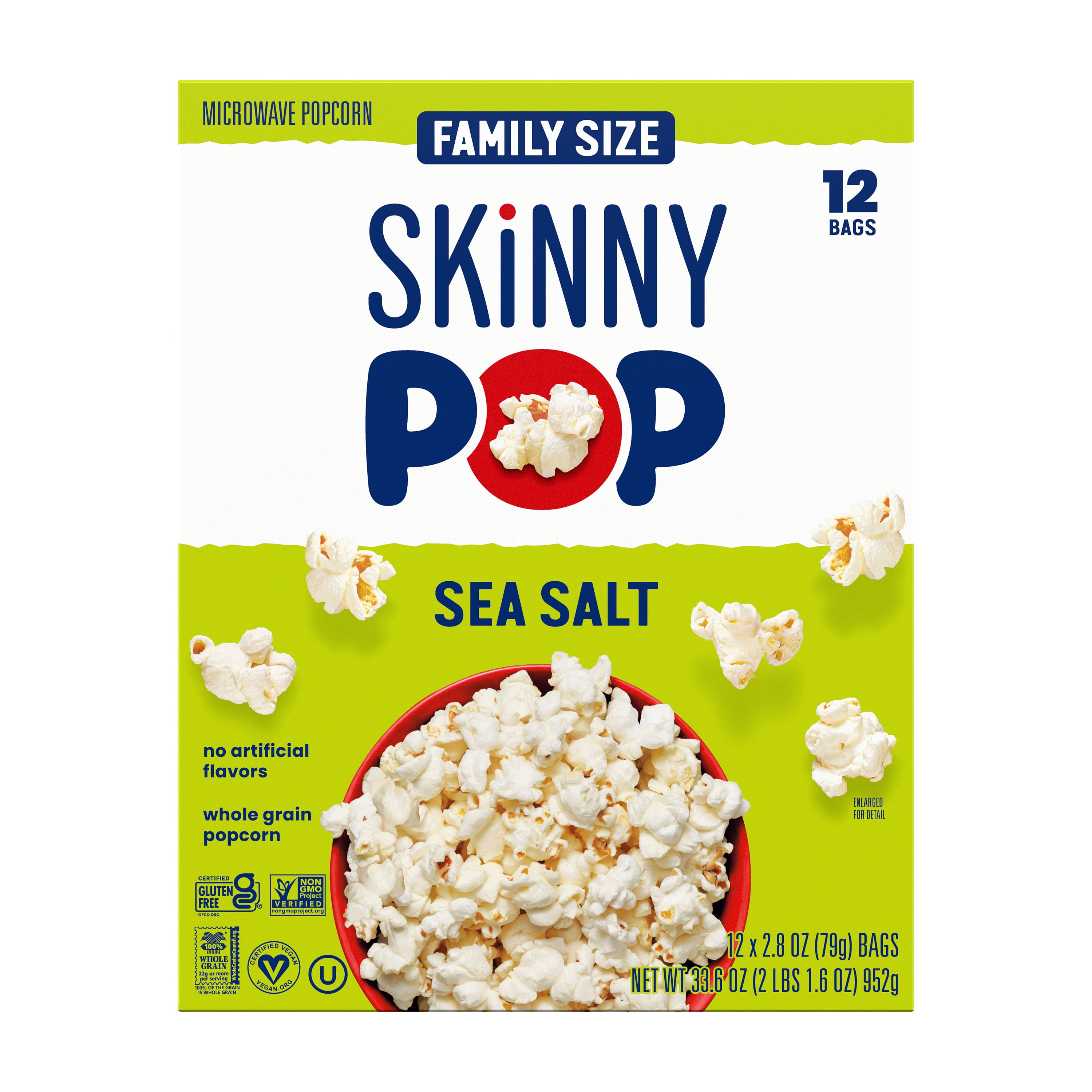 SkinnyPop, Microwave Popcorn, 2.8 oz 12ct, Sea Salt Flavored