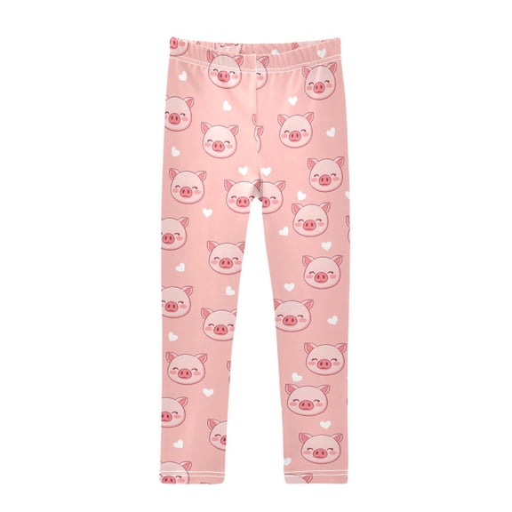 Pink Pig Heart Printed Leggings Yoga Pants for in 4t to 10t
