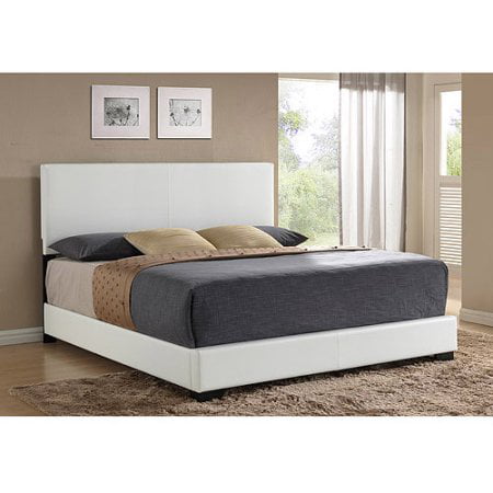 Ireland King Faux Leather Bed White, King Faux Leather Bed