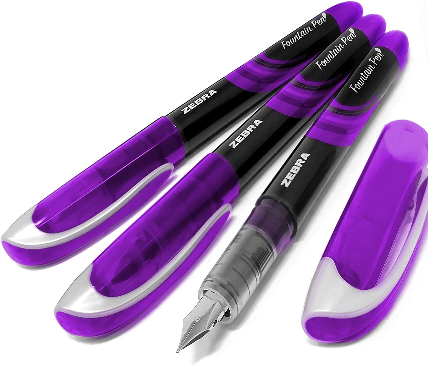 Zebra Fuente - Disposable Fountain Pen - Purple Ink - Pack of 12
