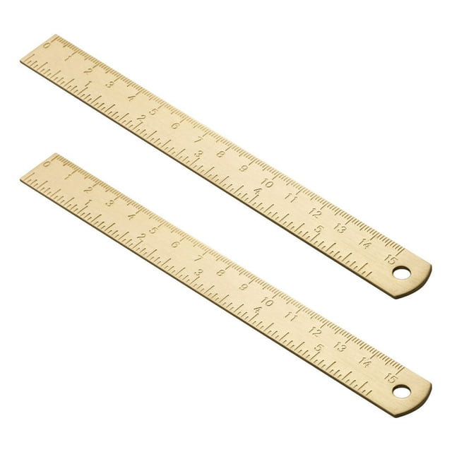KAKOWELY 2Pcs Household Brass Rulers Vintage Bookmark Rulers Multi-function Straight Rulers,6.5"X0.67"X0.04"