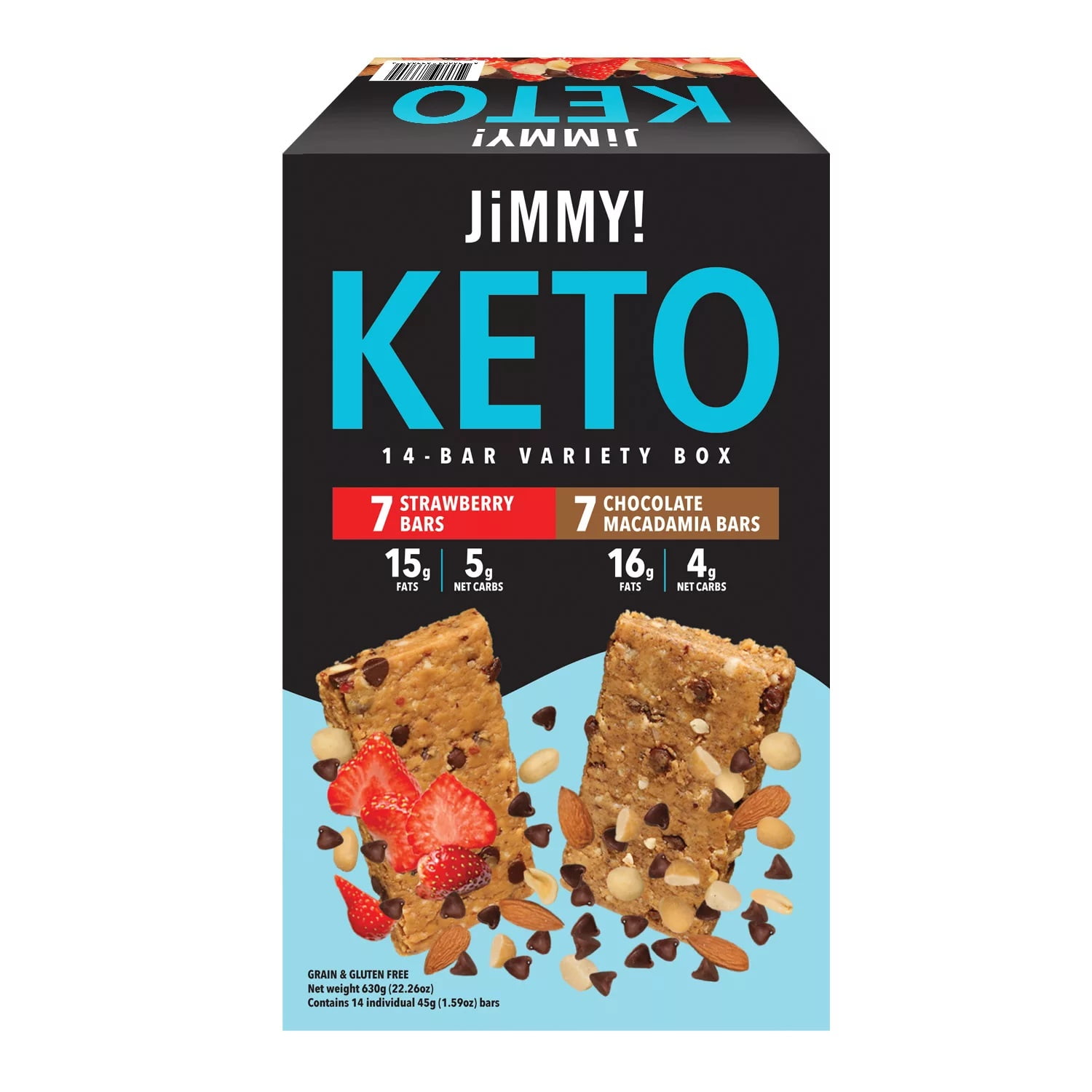 JiMMY! Keto Protein Bars Variety Pack, Strawberry and Chocolate (14pk