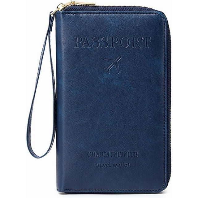 Rowgins Rfid Passport Holder, Secure ID Card Organizer with Anti-Theft Protection, Slim Leather Cover for Credit Cards, Tickets, and Cash for Travel Women and Men Must Haves Accessories