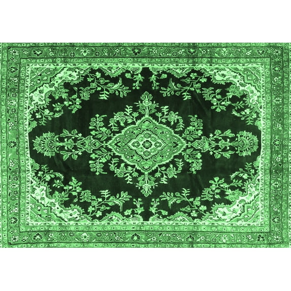 Ahgly Company Indoor Rectangle Medallion Emerald Green Traditional Area Rugs, 8' x 10'