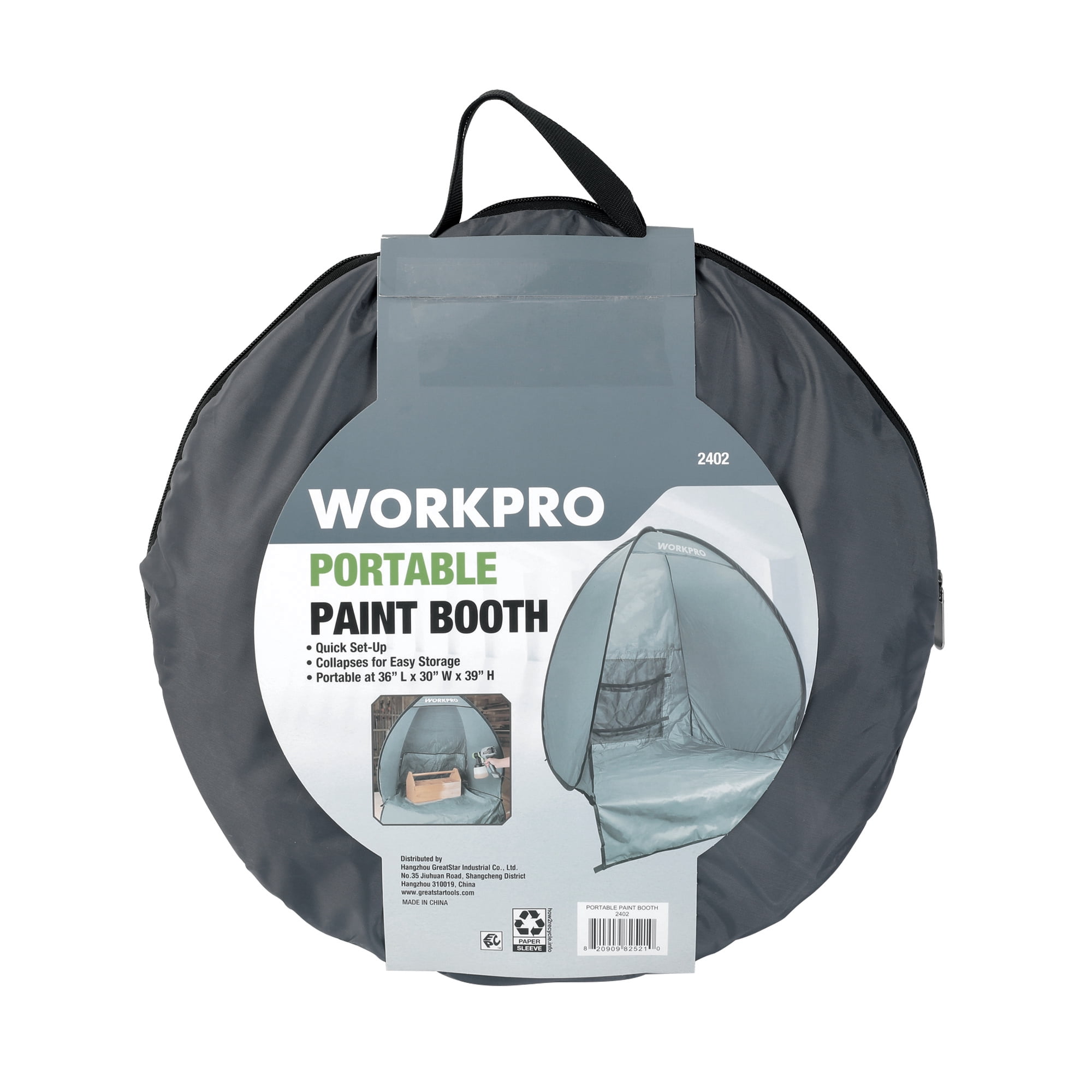 WORKPRO Collapsible Portable Paint Spraying Booth with Overspray Control and Easy Assembly