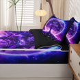 thumbnail image 5 of Homewish Glowing Purple Nature Tree Zipper Twin Comforter Sets with Fitted Sheet and 2 Pillowcases,Watercolor Botanical Zipper Bedding Set,Black Reversible,4pcs, 5 of 8