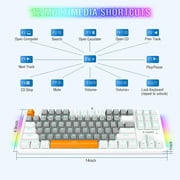 Mechanical Gaming Keyboard, E-YOOSO Wired 75% Mechanical Keyboard with Blue Switches, 87 Keys Gaming Keyboard with Solid Color Backlit & RGB LED Sidelight for Windows Mac PC Gaming