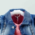 thumbnail image 2 of Peacolate Spring Autumn Infant Baby Girl Denim Clothing Sets 3 pcs Long Sleeve T-Shirt Denim Jacket and Jeans Trousers Pants,Orange,6-12Months, 2 of 5