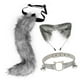 thumbnail image 3 of Diadema con orejas de gato y cola larga para disfraz de Halloween Gris, 3 of 9