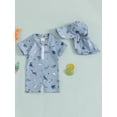 thumbnail image 2 of Suealasg Toddler Baby Boys Summer One Piece Swimsuit +Hat 3M 6M 12M 18M 24M 2T 3T Infant Boys Long Sleeve Turtle Print Swimwear Kids Boys Rash Guard Beach Bathing Suit, 2 of 7