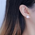 thumbnail image 2 of Pendientes de plata con diseño de sakura y cereza oriental Preciosos pendientes de plata con diamante rosa, 2 of 8