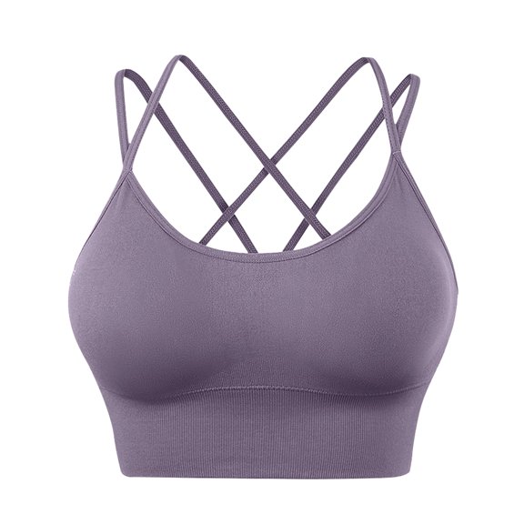 Prolriy Sports Bras for Women High Support Womens Back Sport Bras Padded Strappy Cropped Bras for Yoga Workout Fitness Bras High Impact Sports Bras for Women, Womens Bras Grey XXL