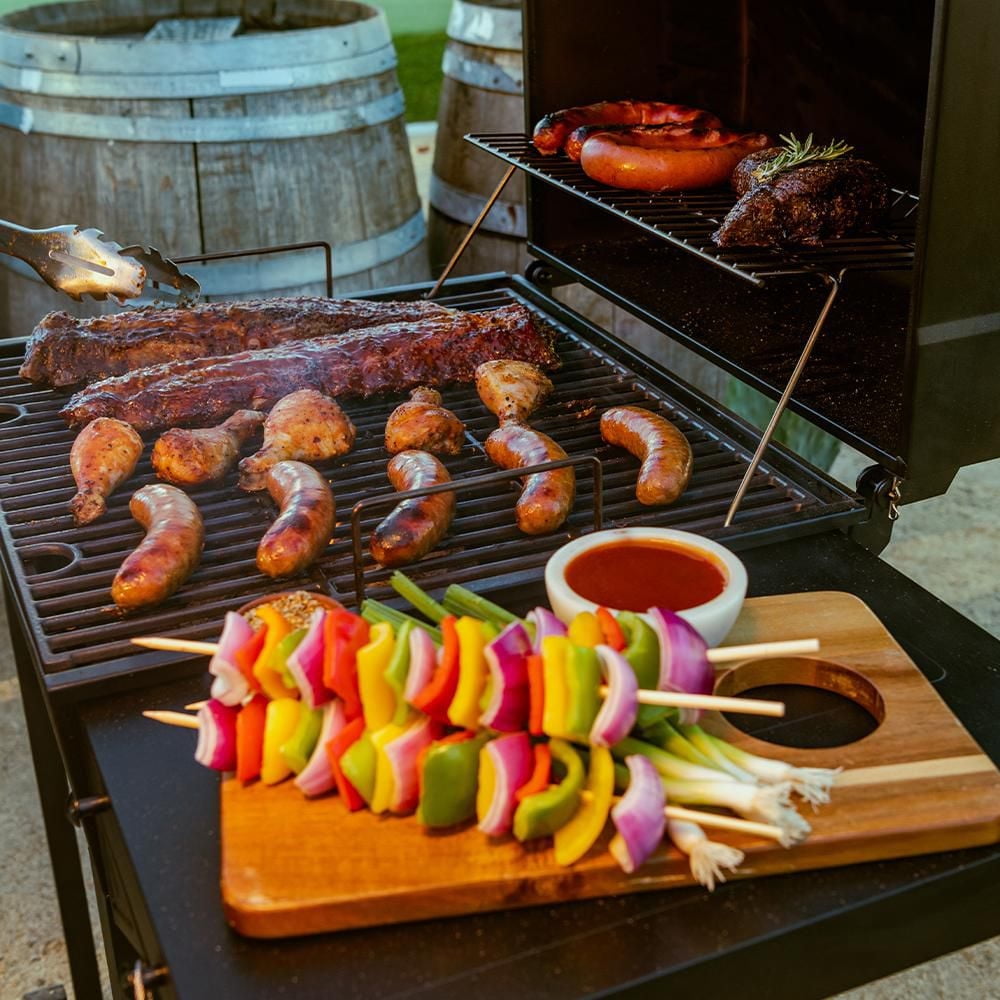 Cart-Style Charcoal Grill with Side Shelf