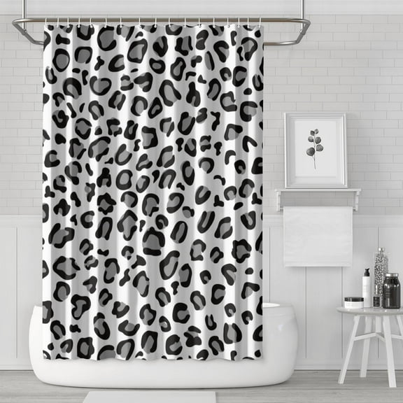 Leopard Pattern Shower Curtain with Classic Vintage Animal Print, Tropical Romantic Polka Spots, Waterproof Fabric with Hooks, Machine Washable, Cute Cartoon Fashion Decor