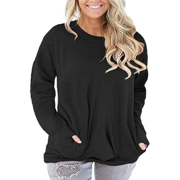 Plus Size Baggy Shirts for Women Casual Long Sleeve Tunic Top Comfy ...