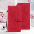 thumbnail image 6 of TECH CIRCLE Cases for Galaxy A32 5G Wallet Case Card Slot Flip Folio Cover Embossed Clover Flower PU Leather  Kickstand with Strap Compatible with Samsung Galaxy A32 5G, Red, 6 of 6