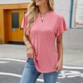 thumbnail image 2 of Womens Ruffle Short Sleeve Tunic Tops V Neck Blouses Loose Fit Solid Color Dressy Casual Work Shirts for Women, 2 of 5