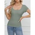 thumbnail image 2 of Women Short Sleeve Scoop Neck Tops Shirts Fitted Summer Tshirt Tee, 2 of 7