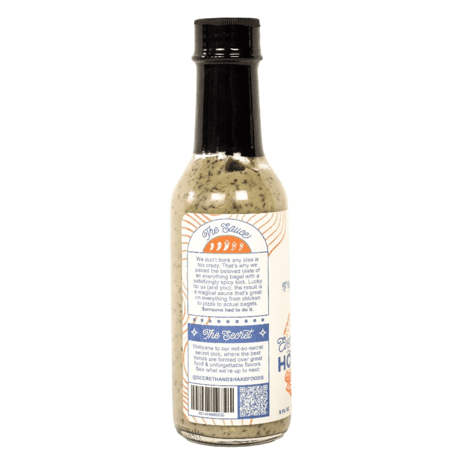 Everything Bagel Sauce by Secret Handshake Food Co., Mild Heat Hot Sauce With Flavors of Scorpion Pepper Powder, Sesame Seeds & Turmeric, Made With All Natural Ingredients, 5 fl oz Bottle (2-Pack)