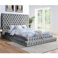 thumbnail image 4 of Furniture of America Biron Glam Fabric Tufted Platform King Bed in Gray, 4 of 6