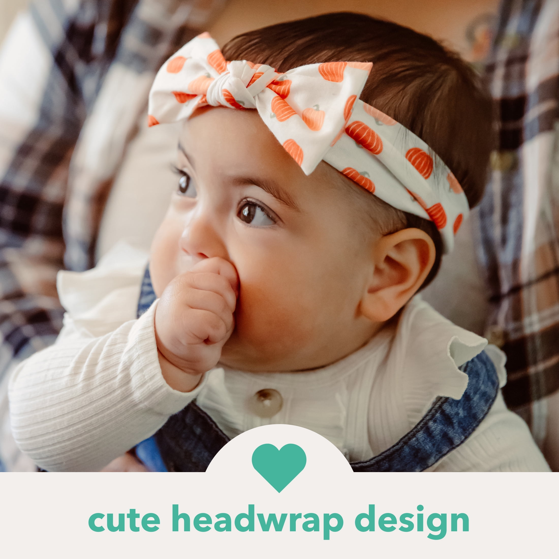 Carter's Child of Mine Infant Girl Bow Head Wrap Set, 2-Piece, Orange and White,