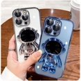 thumbnail image 2 of Electroplated Astronaut Hidden Stand Case for iPhone 14 Pro Max Case for Women with Camera Protection Foldable Astronaut Kickstand Phone Case Soft Glitter Bling Protective Case (Sierra Blue), 2 of 12