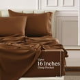 thumbnail image 3 of Lux Decor Collection King Bed Sheets - 16 Inch Deep Pocket 6 Piece Microfiber Bedding Sheets & Pillowcase Sets - Brown, 3 of 8