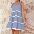 thumbnail image 6 of Wiyuqeen Spaghetti Tie Strap Tank Dresses Women Dressy Casual RIC Rac Trim Midi Sundresses Ladies Summer Loose Sleeveless Square Neck Beach Dresses, 6 of 8