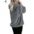 thumbnail image 4 of PULLIMORE Womens Fuzzy Fleece Hoodie Sweatshirt Oversized Zip Up Hoodies Sherpa Hooded Pullover with Pockets (2XL, Gray), 4 of 7