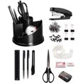 thumbnail image 1 of Ensemble de Fournitures de Bureau, Kit d'Organisateur d'Accessoires de Bureau, Ensemble d'Agrafes, Porte-Stylo Rotatif Multifonctionnel, Distributeur de Ruban, Stylos, Pinces à Classeur, Noir, 1 of 5