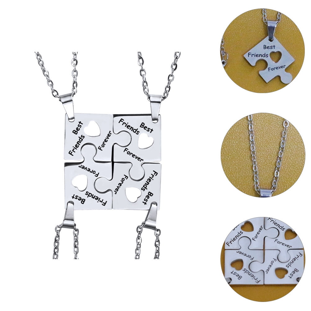 4pcs Creative Friendship Choker Necklace Chic Good Friends Gift Necklace