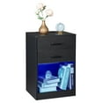 thumbnail image 3 of paproos LED Nightstand with 2 Drawers, Modern Black Nightstand with Remote Control LED, Tall Bedside Table, Nightstand with Storage Drawers for Bedroom Living Room, 3 of 8