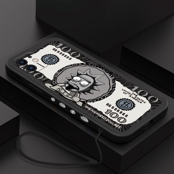 Ricks and Morties-funda de silicona con cordón para iPhone, carcasa de teléfono con diseño de dólar para iPhone 14, 13, 12, 11 Pro Max, Mini, X, XR, XS, SE 2020, 8, 7, 6, 6S Plus Fivean unisex