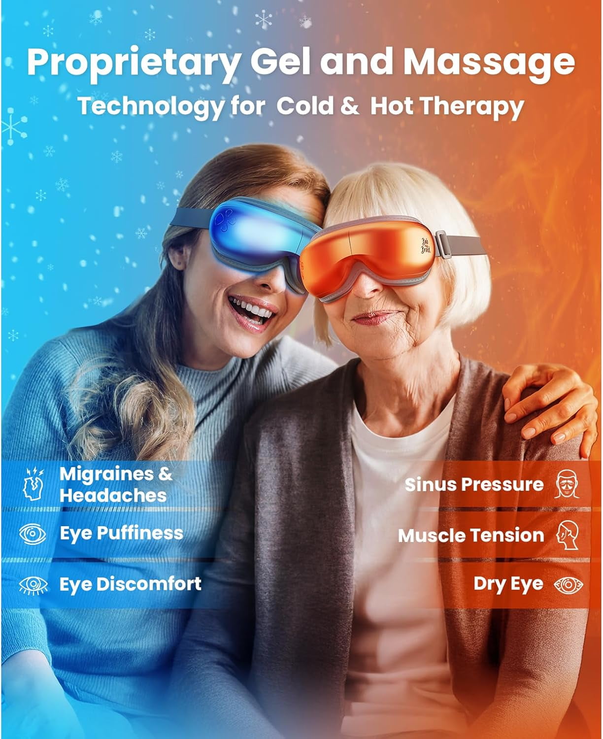 Bob and Brad EyeOasis 3 - Heated/Cooling Eye Mask for Migraine & Dry Eye Relief, Face Massager to Soothe Eye Strain & Improve Sleep, Spa Gift for Women/Men (3 Temp Modes)