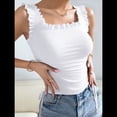 thumbnail image 4 of Blusas Bonitas para Mujer, Camisetas Sin Mangas con Volantes Acanalados, Cuello Cuadrado, Blusas Preppy de Moda para Salir. S, 4 of 9