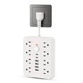 thumbnail image 1 of 14-in-1 Multi-Functional Power Strip with 8 US Standard Outlets, 4 USB Ports & 2 PD Fast-Charging Type-C Ports - Compact 0.08m White Power Hub for Home and Office Use, All-in-One Charging Station for, 1 of 7