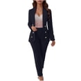 thumbnail image 2 of HomeGardon Lounge Sets for Women Clearance! Women's Fashion Fall 2 Piece Pant Suit Dressy Long Sleeve Blazer and Slim Fit Pants Set Business Outfits, Lapel Collar Casual Blazer Pant Suit Set for Work, 2 of 6