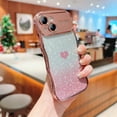 thumbnail image 2 of for iPhone 15 Plus Case Curly Wave Frame Glitter Bling Design Cute Wavy Shiny Soft Silicone Cover, Camera Lens Protection Shockproof Protective Phone Case Cover for Women Girls, Rosegold, 2 of 7