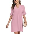thumbnail image 2 of ANYJOIN Women Summer Dresses V Neck Ruffle Short Sleeve Sundress Casual Shift Dress, 2 of 5