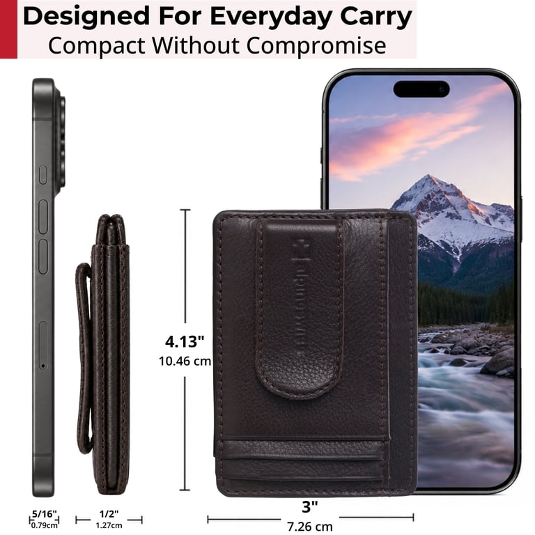 Alpine Swiss Men's Spring Money Clip Wallet, Brown photo 4