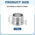 thumbnail image 2 of 2Pcs Faucet Aerator Adapter, 1/2" Male to M22 Male with Washer, 15mm Length, 2 of 2
