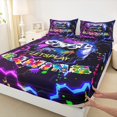 thumbnail image 3 of Castle Fairy Teenagers Abstract Gamepads 3pcs Twin Sheet Sets,Geometric Honeycomb Twin Fitted Sheet,Graffiti Splash Breathable Flat Sheet,Lightweight Room Decor, 3 of 7