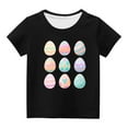 thumbnail image 1 of Penkiiy T-Shirts de Pâques pour Enfants Garçons Filles Mode Œufs de Pâques Imprimé Col Rond Manches Courtes 7 Ans Noir, 1 of 4