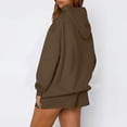 thumbnail image 3 of Costeam Womens Full Zip Hoodie 2 Piece Loungewear Set Side Hand Pockets Elastic High Waist Solid Color Oversized Sweatshirt Short Casual Tracksuit Outfit, 3 of 6